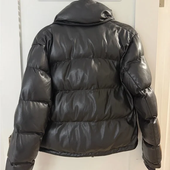 Aritzia Black Faux Leather SuperPuff Jacket - Picture 2 of 2